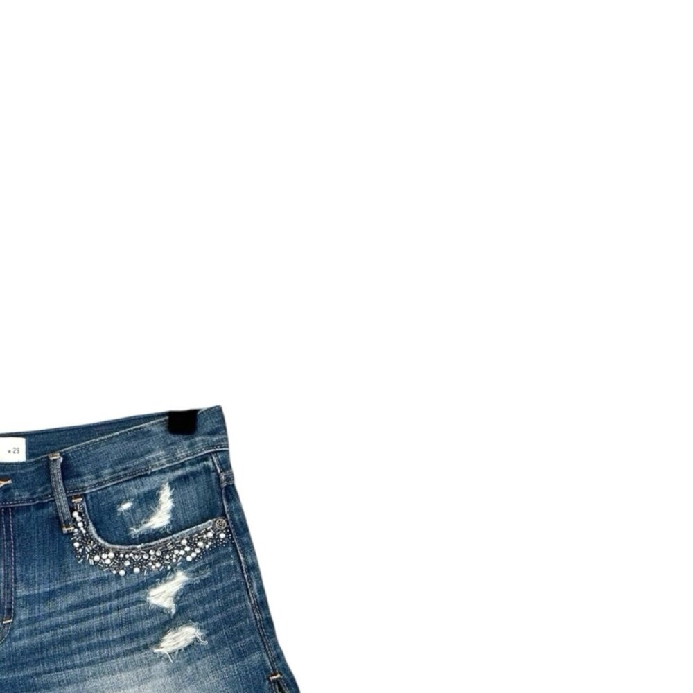 Abercrombie & Fitch Distressed Beaded Denim Shorts - Picture 4 of 5